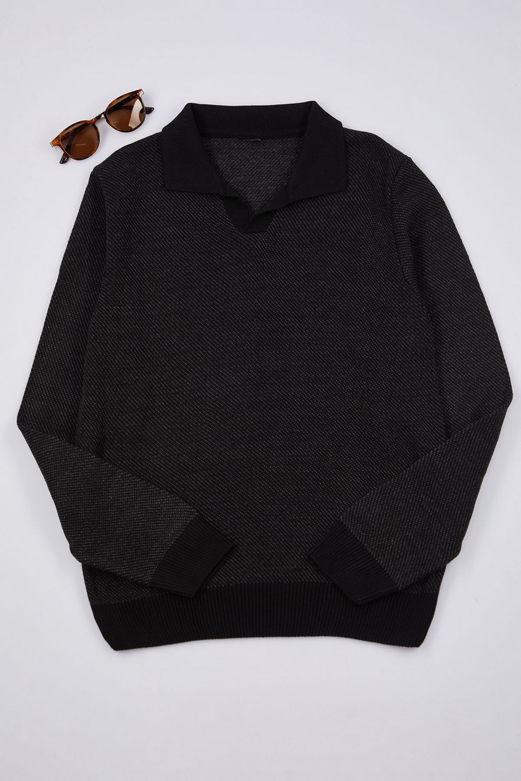 Trendyol Anthracite Regular Polo Neck Plain Knitwear Sweater
