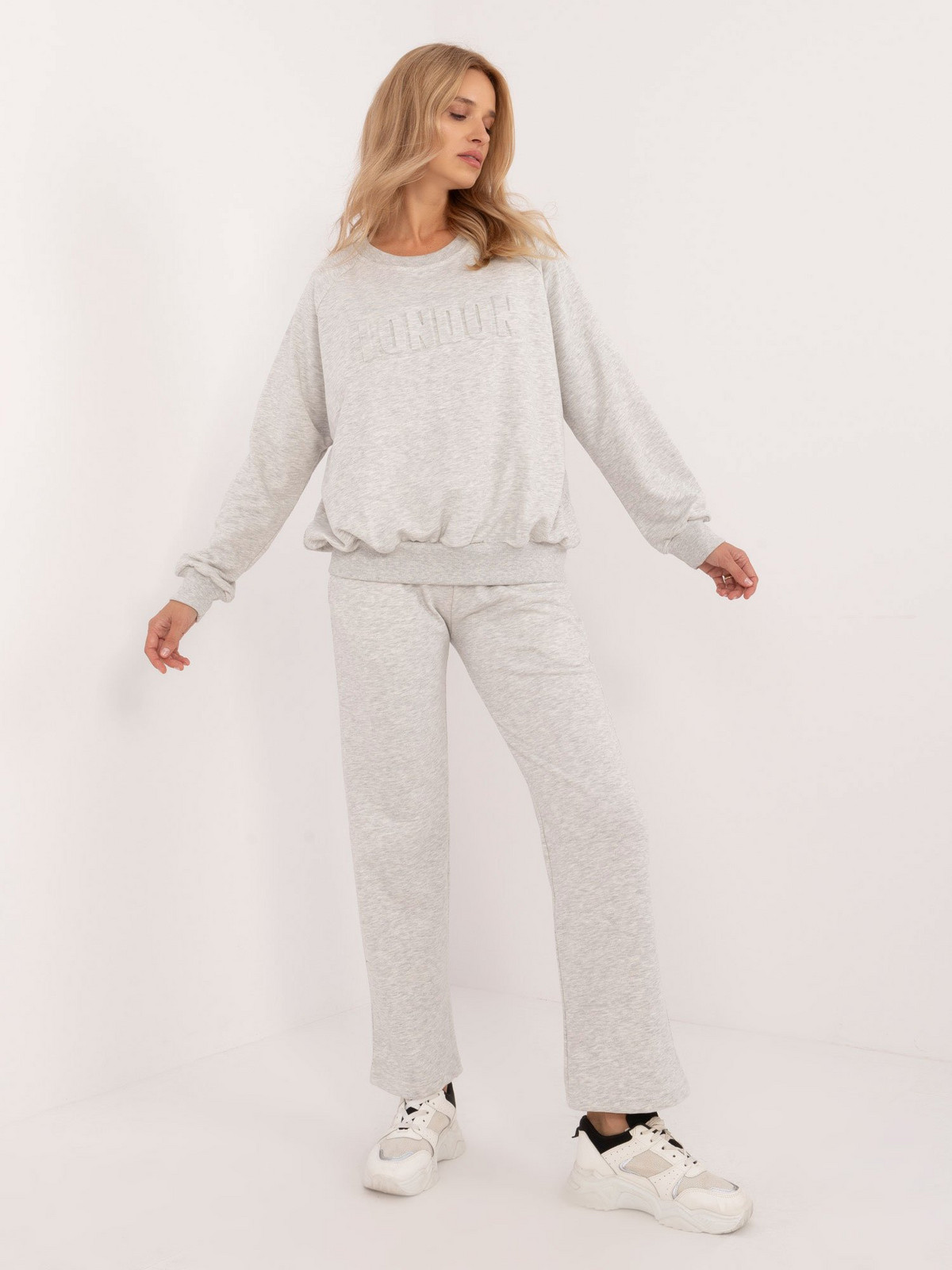 Light grey melange tracksuit with patch