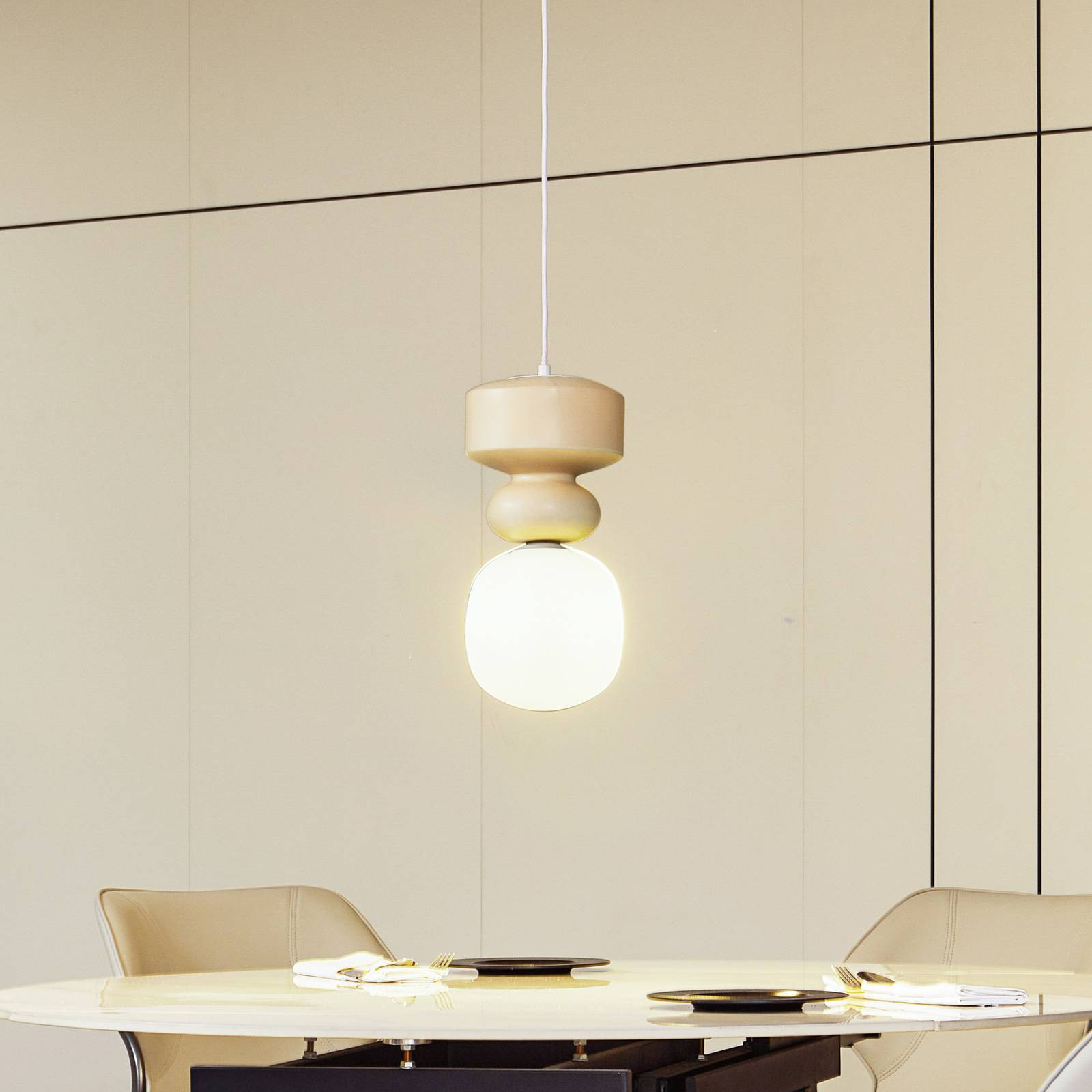 Lucande závesné svietidlo Fidelo, biela/žltá, sklo, keramika, 18 cm