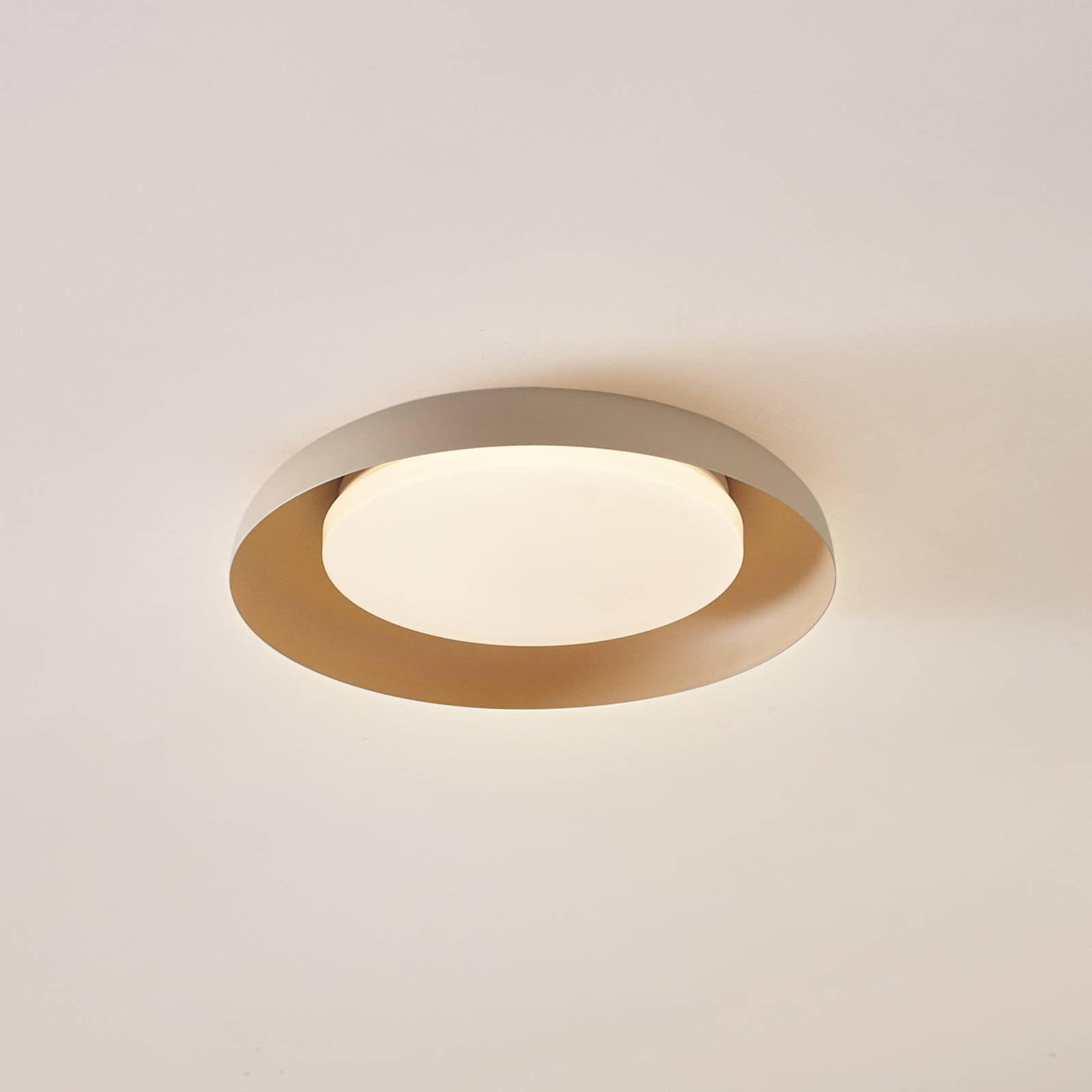 Lindby LED stropné svietidlo Florie, béžová farba, PC, Ø 40 cm