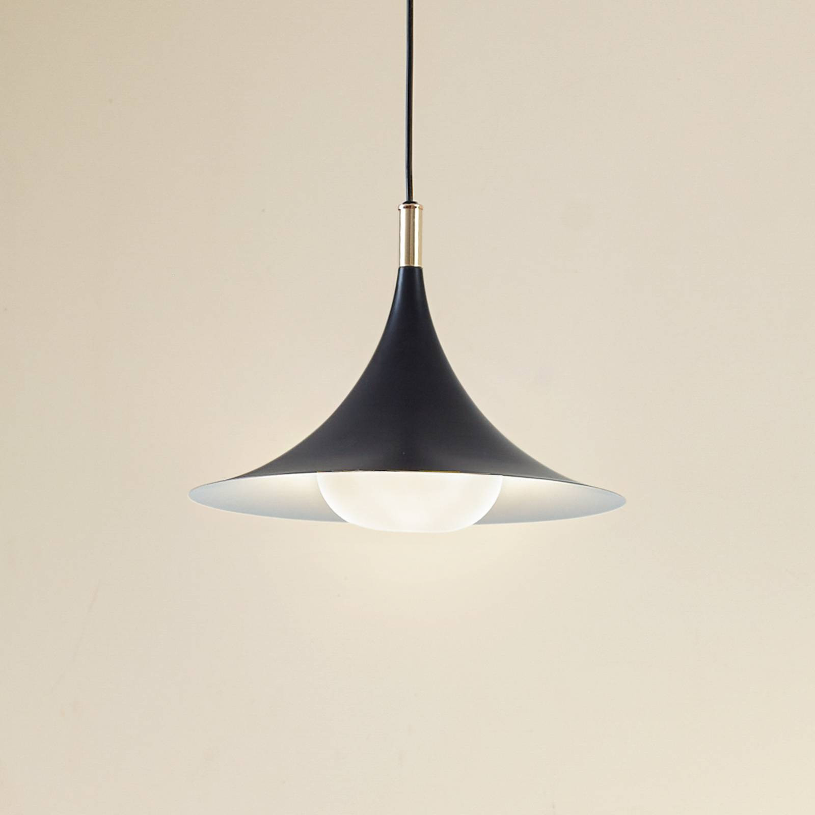 Závesné svietidlo Lindby Jarl, čierna farba, kov, Ø 35 cm