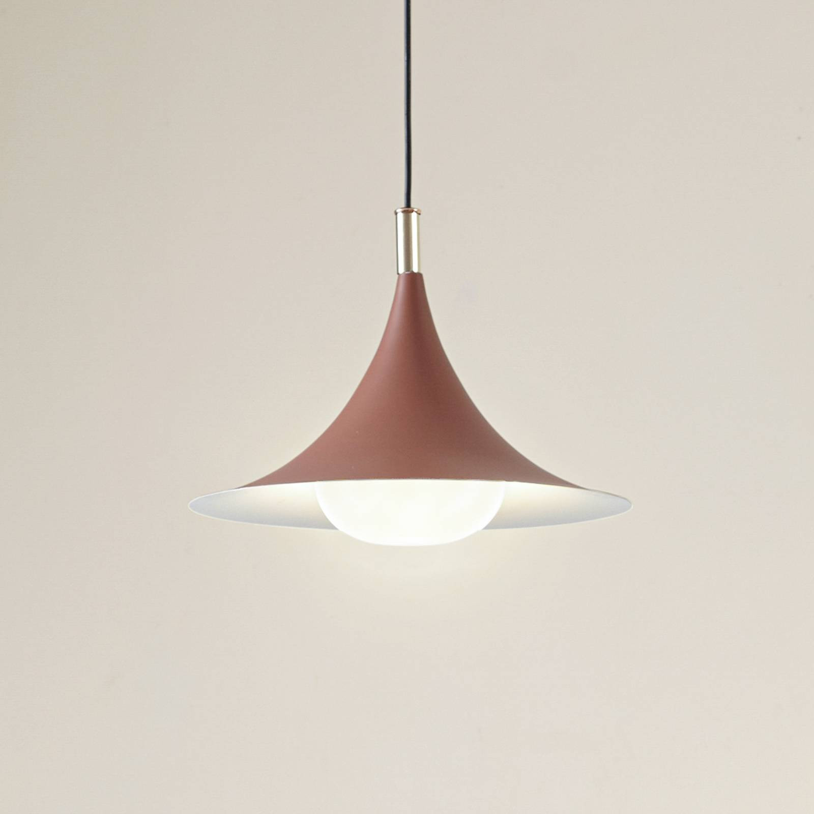 Závesné svietidlo Lindby Jarl, hnedá farba, kov, Ø 35 cm