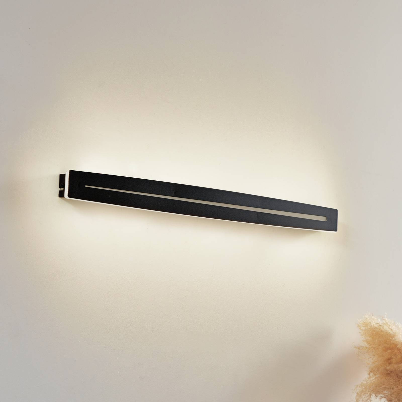 Lindby LED stropné svietidlo Benario, čierne, hliník, 80 cm