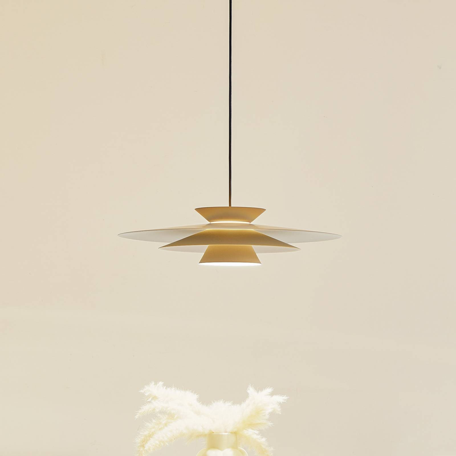 Závesné svietidlo Lucande LED, khaki, hliník, Ø 50 cm