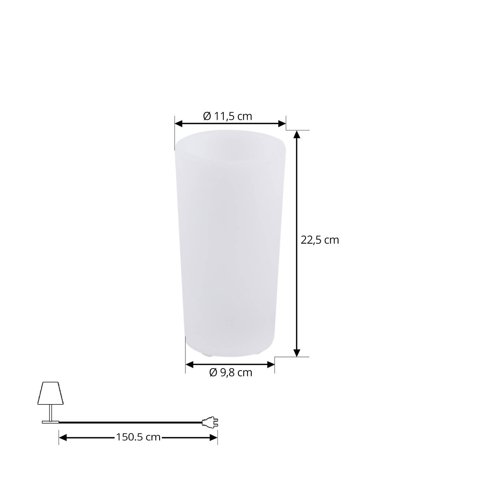 Lindby LED nabíjací kvetináč Florista, výška 21 cm, biely, PE