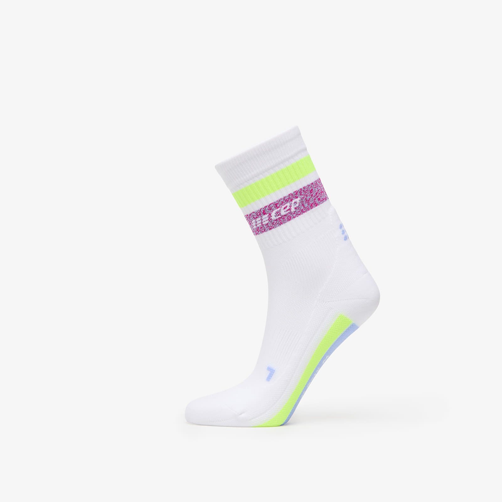 CEP Miami Vibes Mid Cut Compression Socks White/ Purple/ Neon Yellow S