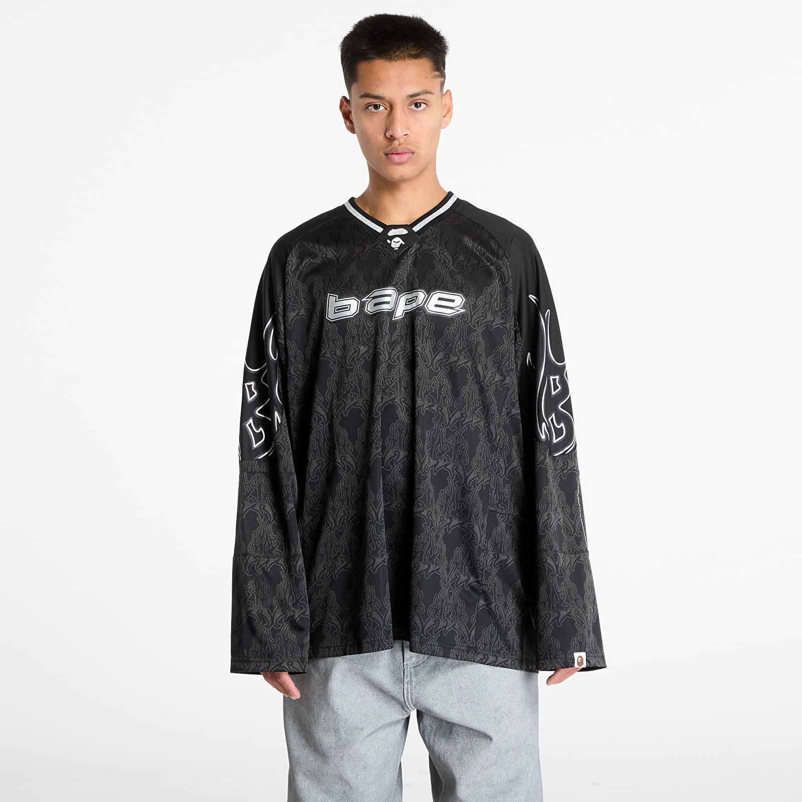 Tričko A BATHING APE Men Long Sleeve Tee UNISEX Black L