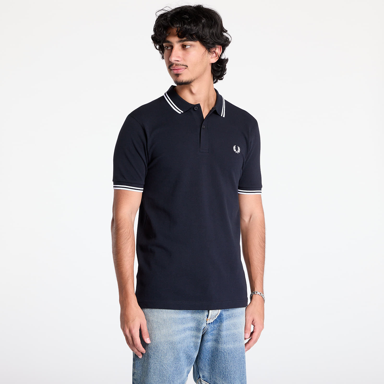 Tričko FRED PERRY The Twin Tipped Fp Shirt Navy/ White M