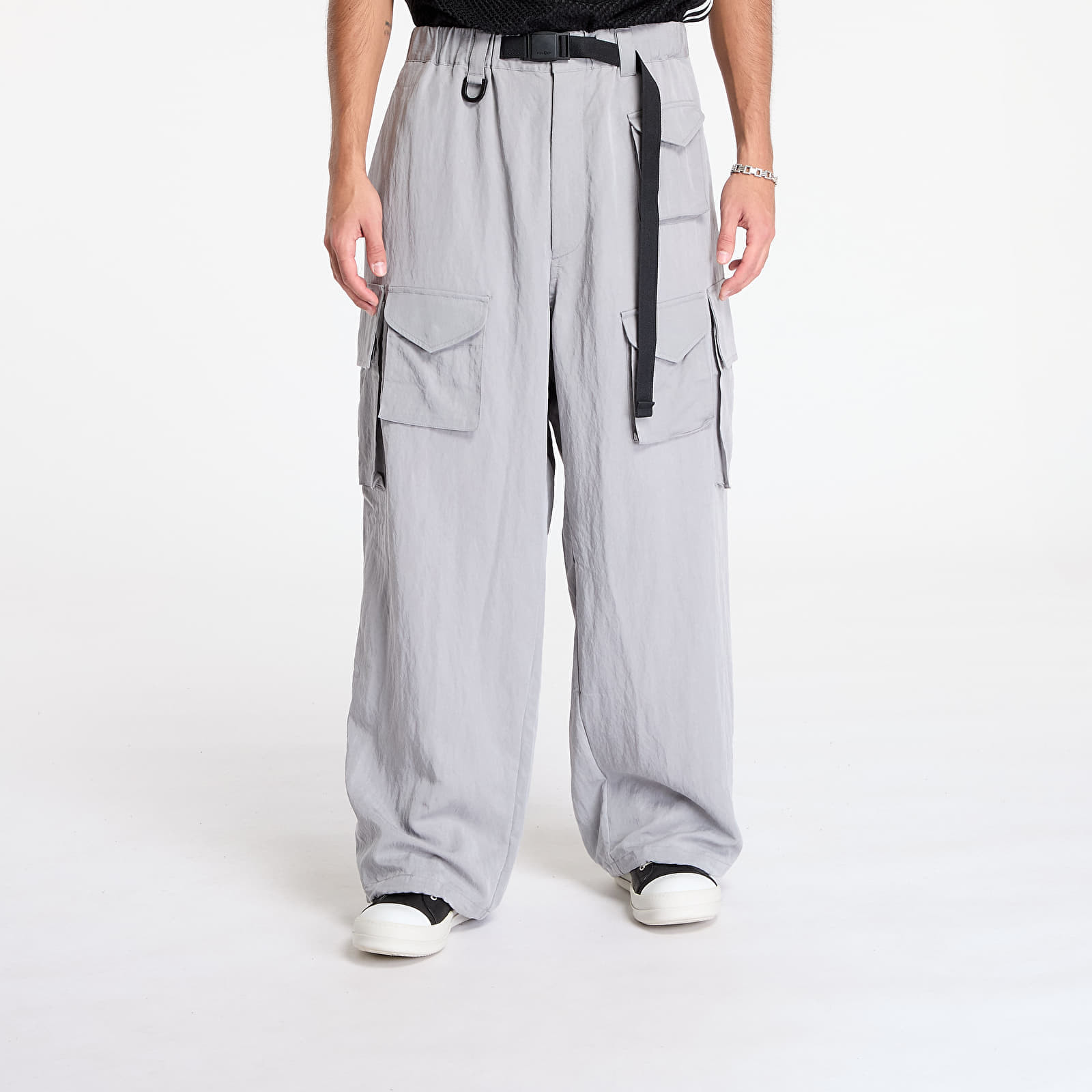 Kalhoty Y-3 Washed Twill Cargo Pants Solid Grey S