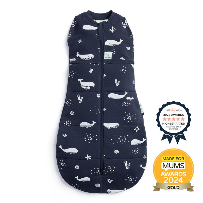 ERGOPOUCH - Zavinovačka a vak na spanie 2v1 Cocoon Whale 0-3 m, 3-6 kg, 2,5 tog