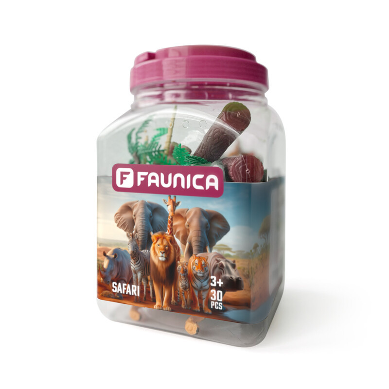 FAUNICA - Zvieratká Safari - sada figúrok v MEGA tube