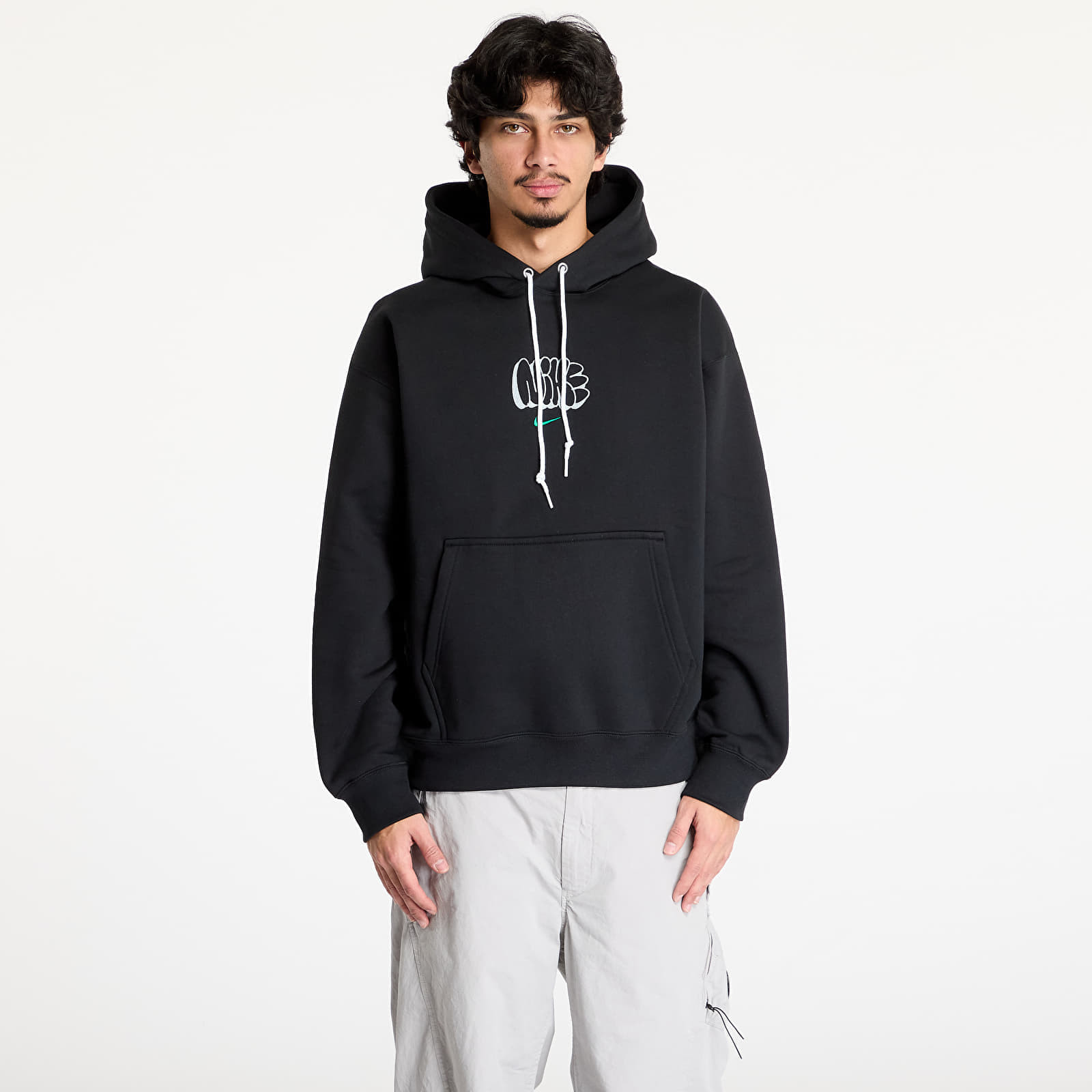 Mikina Nike Solo Swoosh Men's Fleece Hoodie Black/ Malachite S