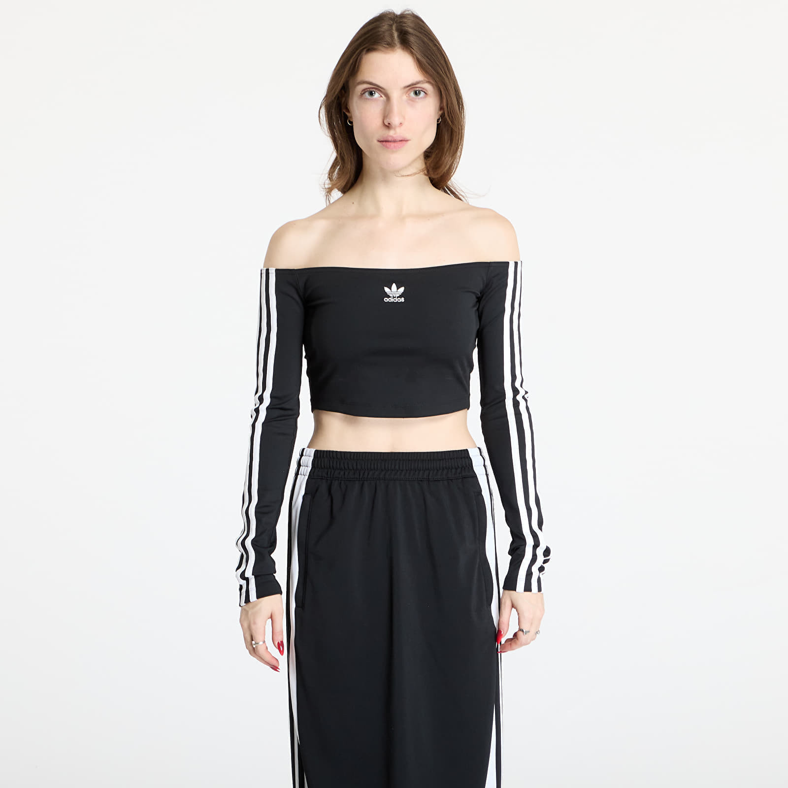 Top adidas Adicolor Off Shoulder Long Sleeve Top Black XS