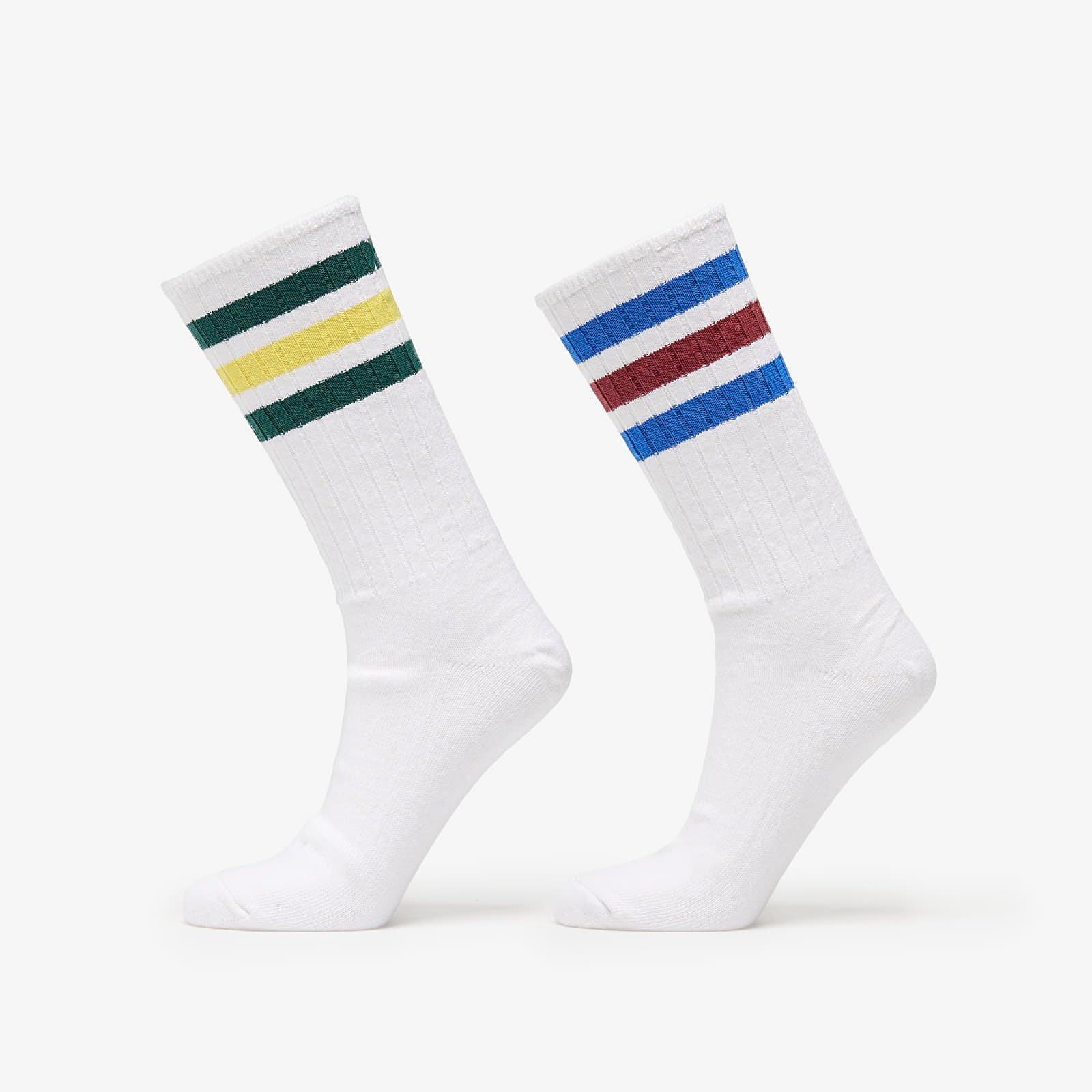 adidas 3 Stripes Ribbed Crew Socks 2-Pack White/ Multicolor S