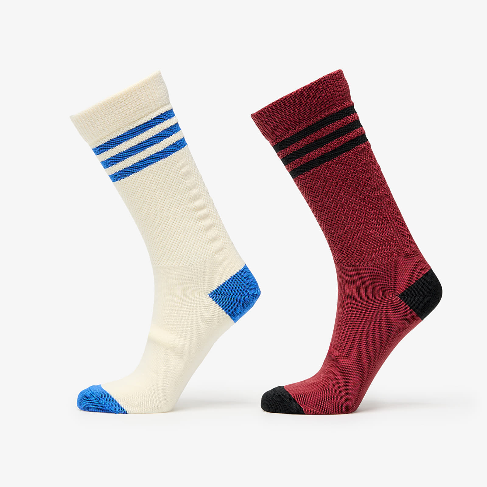 adidas 3 Stripes Textured Crew Socks 2-Pack Cream White/ Preloved Ruby S