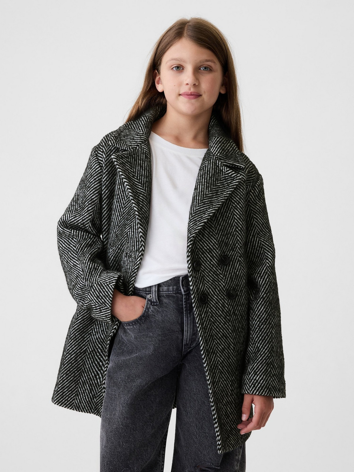 GAP Children's tweed coat with wool blend - Girls