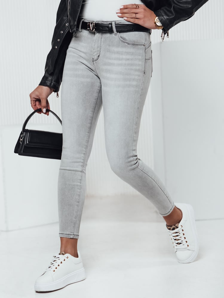 Spodnie damskie SKINICON jeansowe z push up szare Dstreet