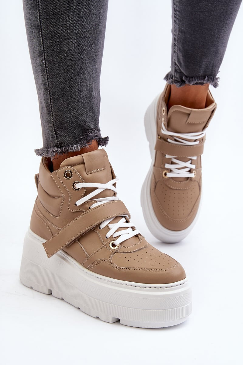 Zazoo 3450 Dámske Kožené Tenisky Beige
