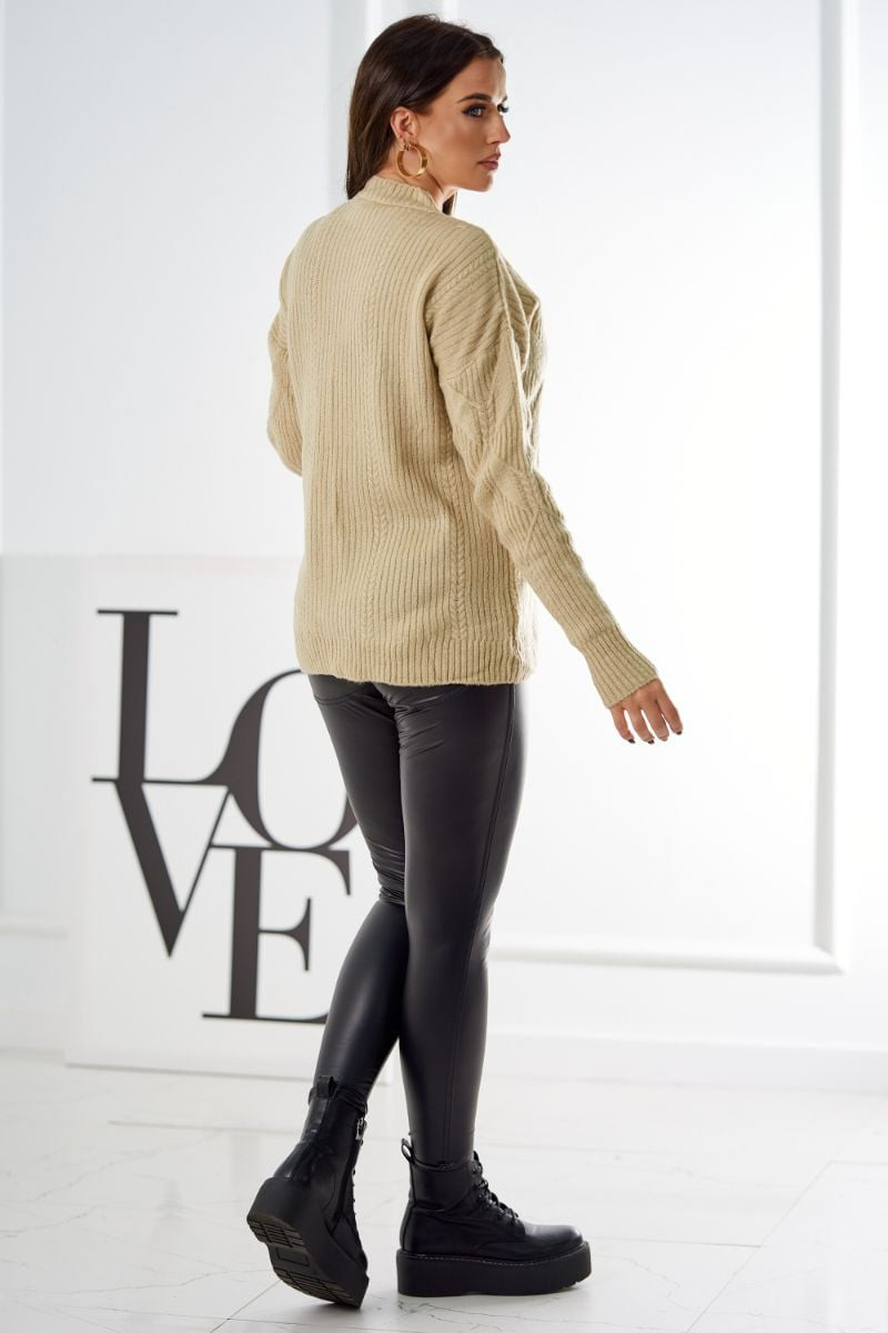 Pullover sweater with fashionable beige fabric