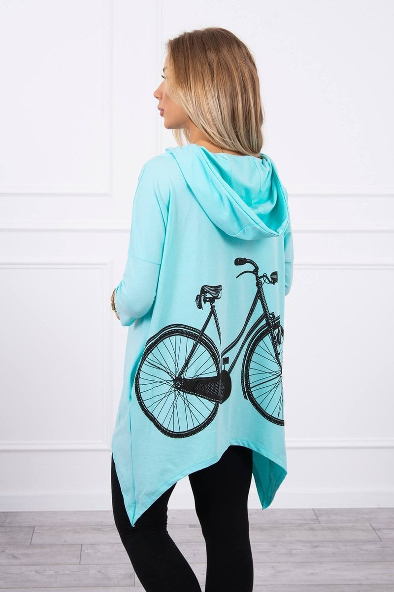 Mint cycling print hoodie