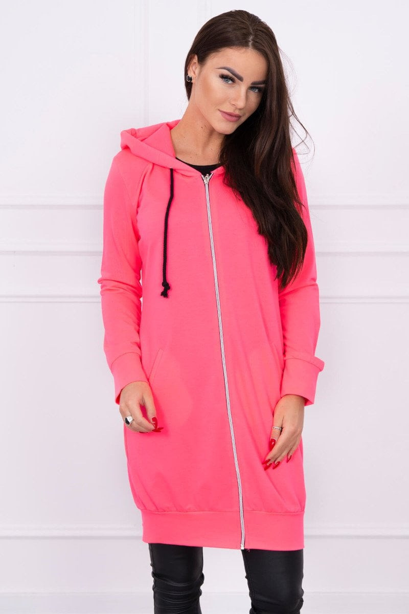 Dress with hood and hood pink neon
