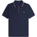 Polokošele s krátkym rukávom Fred Perry Crepe Pique Zip Neck Polo Shirt Dark Airforce