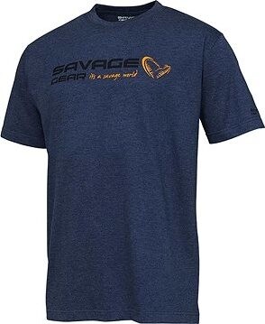 Savage Gear Signature Logo T-Shirt Blue Melange Veľkosť XL