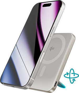 Epico UltraPack Qi2 Stand 5000 mAh hliníková Mag+ bezdrôtová powerbanka EM52 – titánová