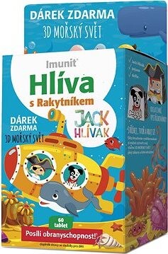 Imunit Jack Hlivák Hliva s rakytníkom pre deti 60 tabliet + 3D morský svet