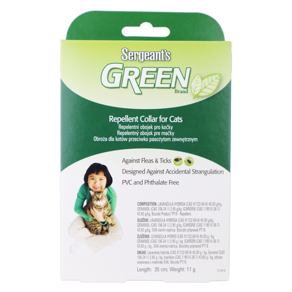 SERGEANT'S Green repelentný obojok pre mačky 35 cm 1 kus