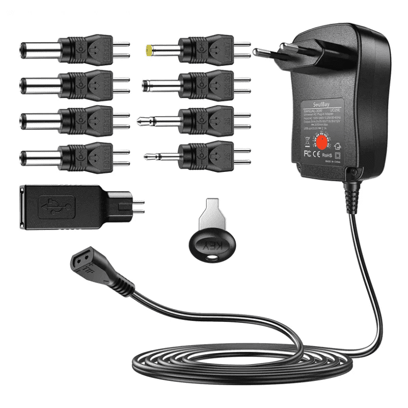 Napájací zdroj zásuvkový 3V, 4.5V, 5V, 6V, 7.5V, 9V, 12V DC, 12W, nastaviteľný
