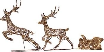 DECOLED LED světelní jeleni a sáně, 180 × 86 × 18 cm, teple bílá