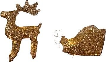 DECOLED LED světelný jelen se sáněmi, 40 cm, teple bílá