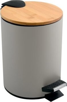 Spirella pedálový odpadkový kôš Adonis, sivohnedá oceľ, bambusové veko, 5 l