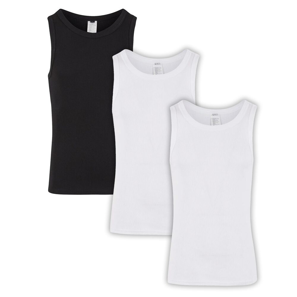 Build Your Brand Set 3 ks: Pánske bavlnené tielko - Biela / čierna | 2XL