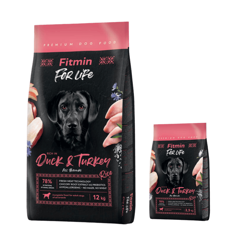 Fitmin dog For Life Duck & Turkey 12 kg + 2,5 kg ZADARMO