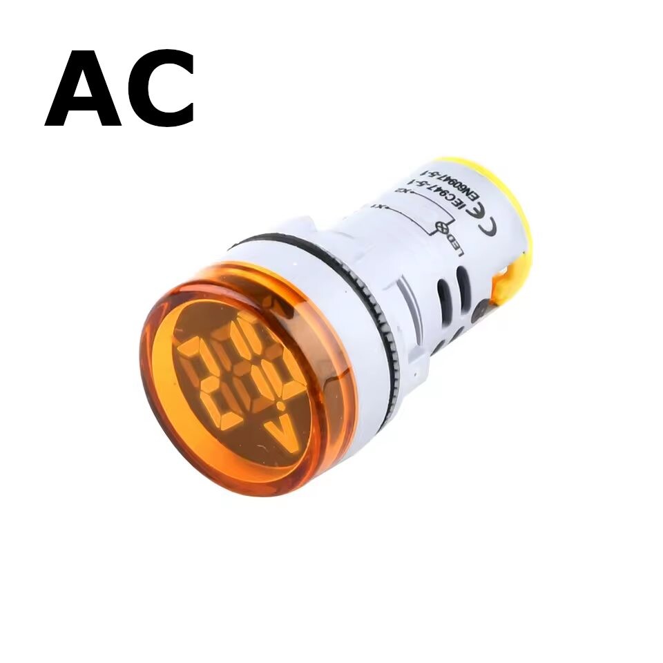 Panelový voltmetr pro AC napětí 60-500V, kulatý 22mm - Oranžový