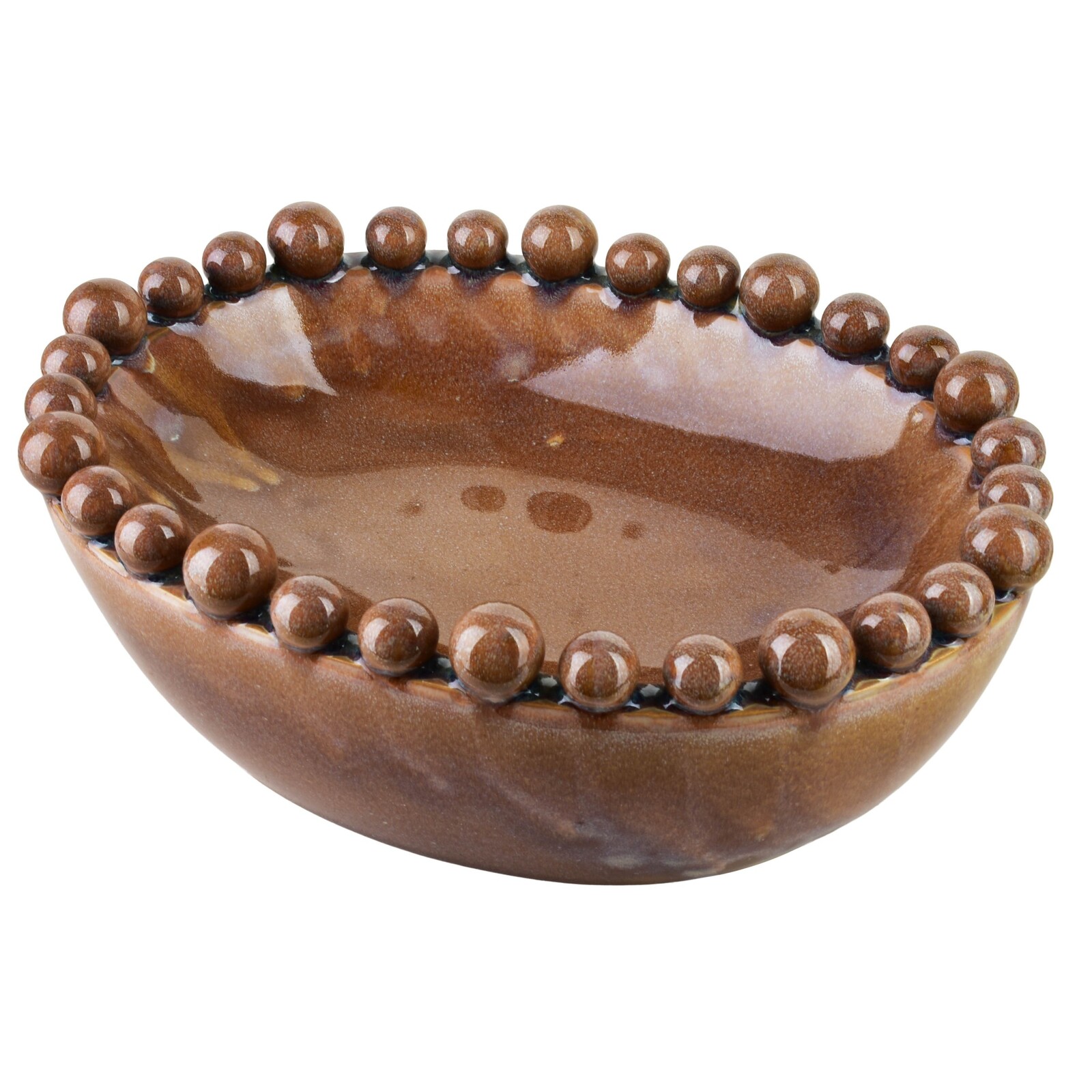 Oválná dekorativní miska Yarine Ball hnědá
