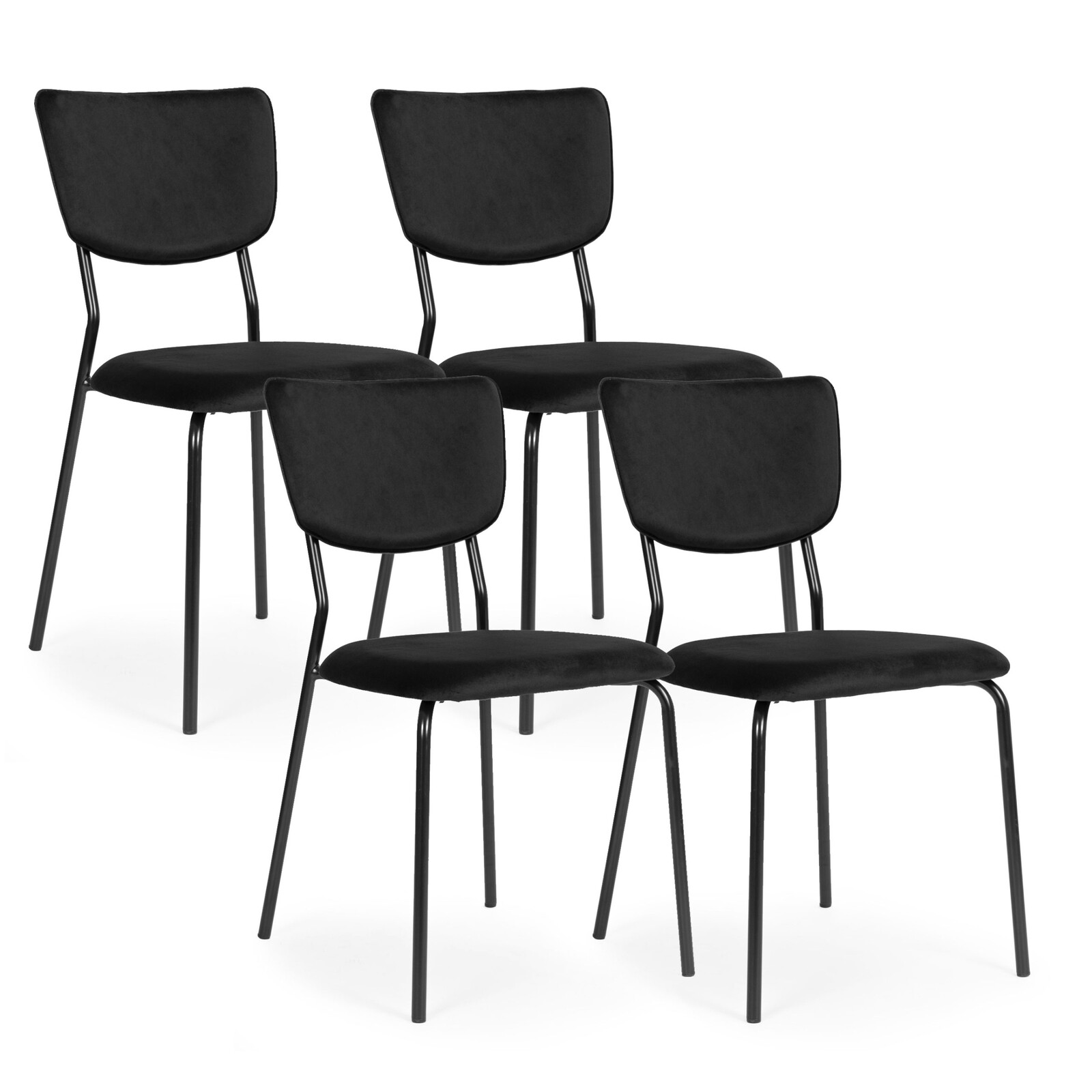 Sada 4 ks jídelních židlí Lerry samet černá