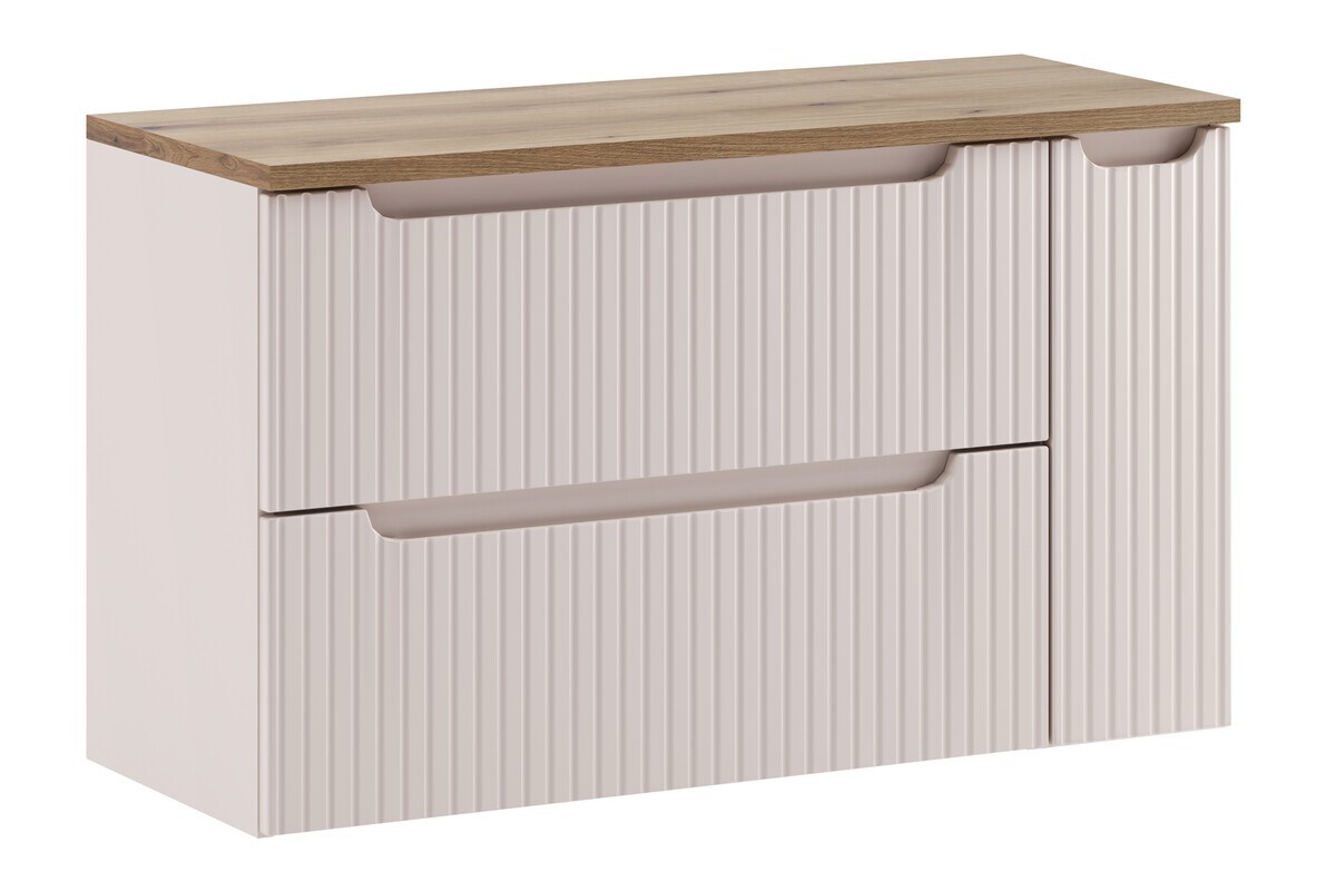 Závěsná skříňka pod umyvadlo Nova Cashmere s deskou 100 cm kašmírová/dub evoke