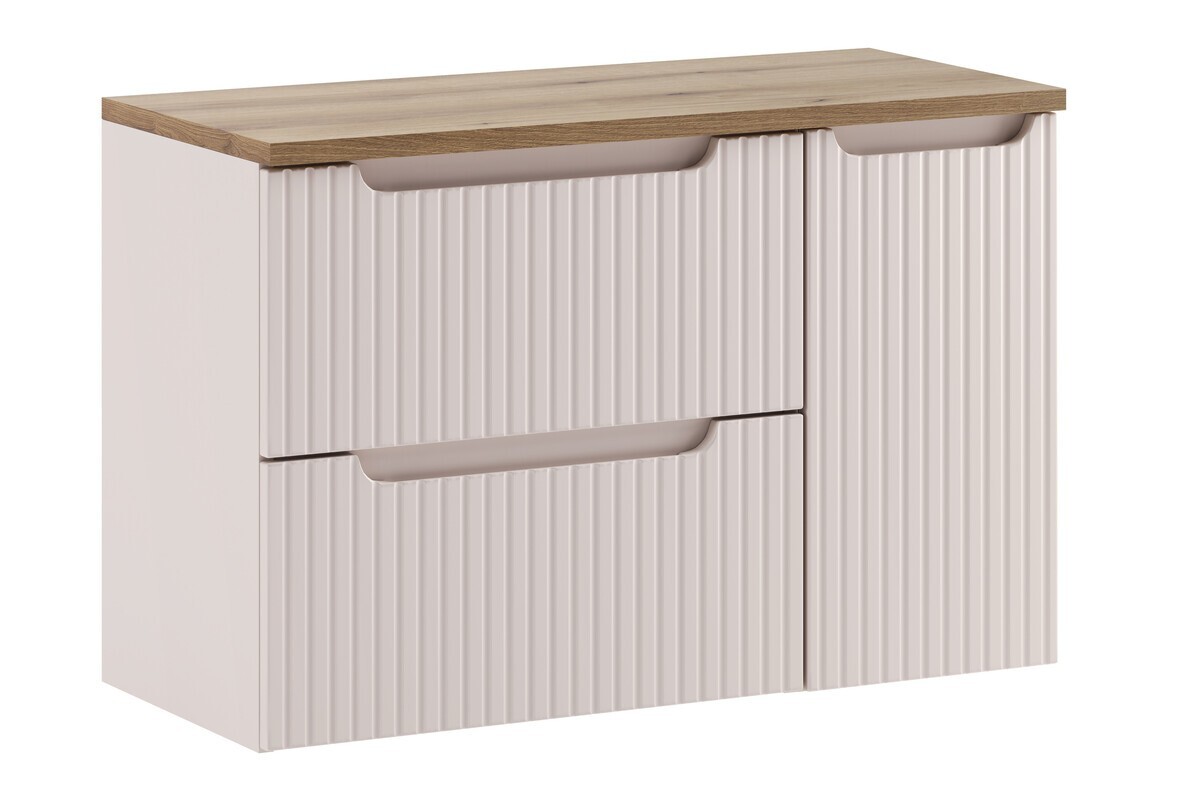 Závěsná skříňka pod umyvadlo Nova Cashmere s deskou 90 cm kašmírová/dub evoke