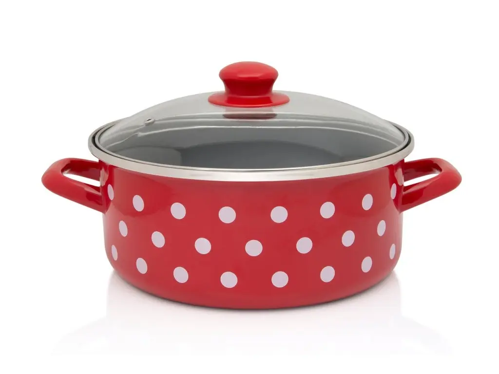 METALAC Kastról so skl. poklicou 24 cm červený, bodky, čierny vnútrok 4.75 l
