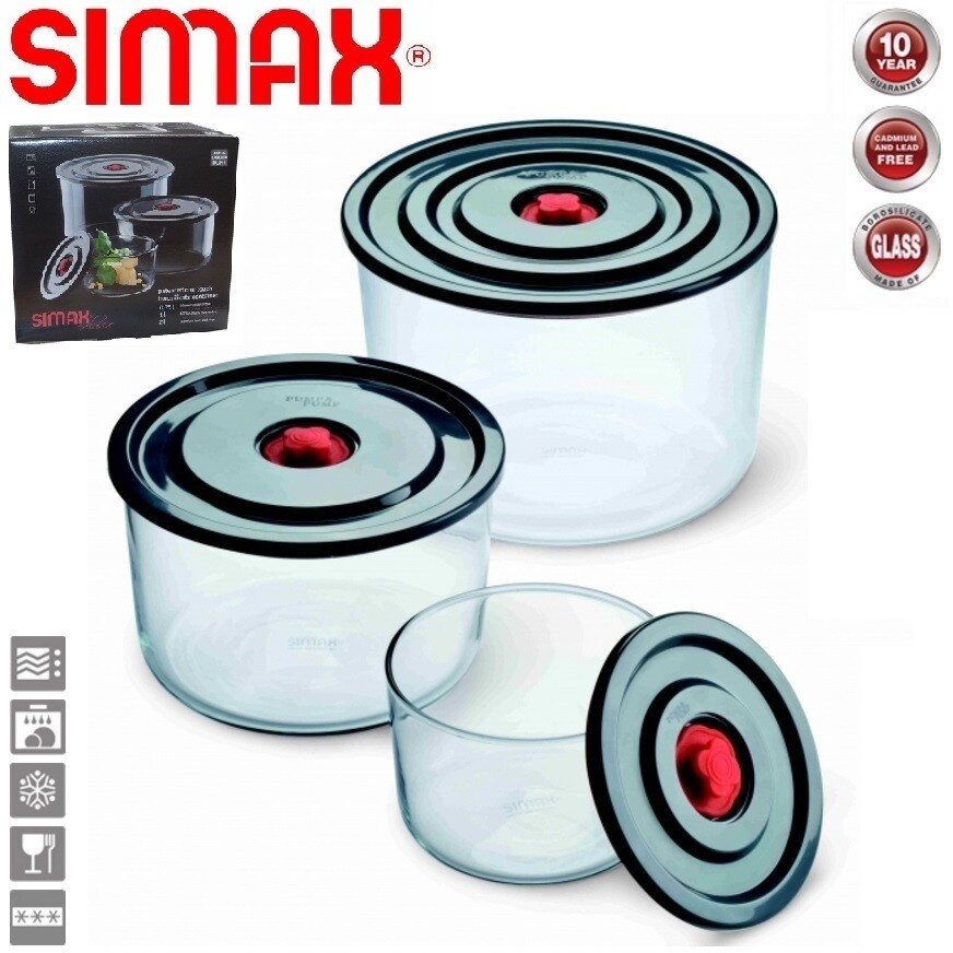 SIMAX Sklenené dózy s vrchnákom AIRTIGHT 3 ks