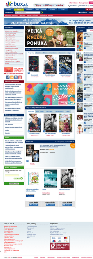 Vzhľad internetovej stránky obchodu bux.sk