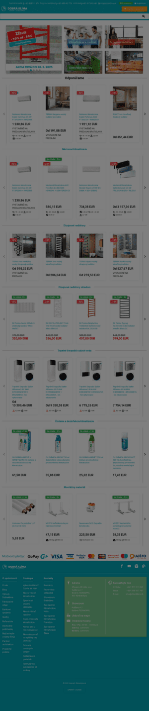 Vzhľad internetovej stránky obchodu Dobrá Klíma