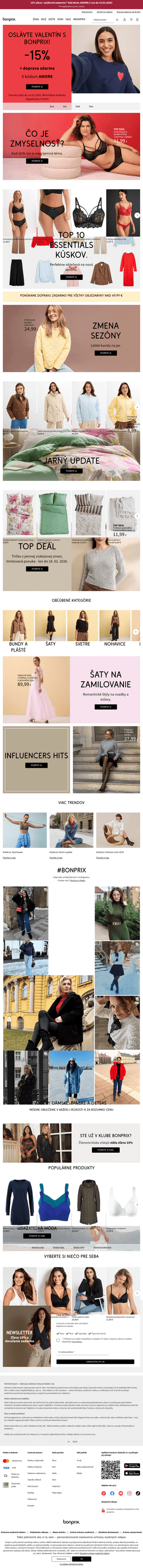 Vzhľad internetovej stránky obchodu Bonprix