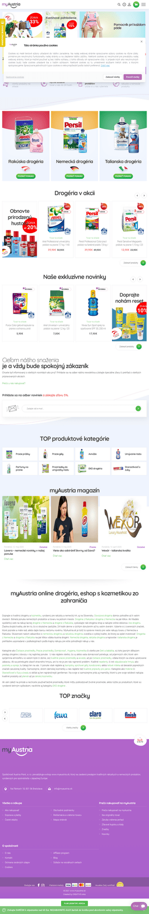 Vzhľad internetovej stránky obchodu Drogerka.sk
