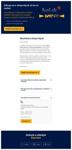 Vzhľad internetovej stránky obchodu hej.sk