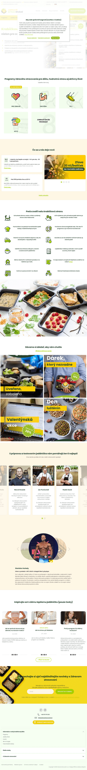 Vzhľad internetovej stránky obchodu ZDRAVÉ STRAVOVANIE