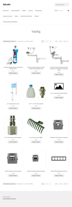 Vzhľad internetovej stránky obchodu YATO náradie